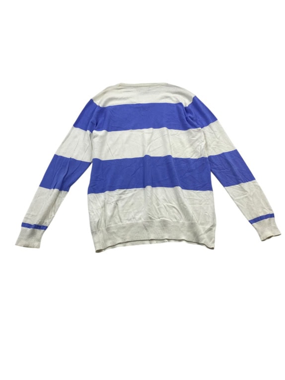 VINTAGE U.S. POLO ASSN. KNIT SWEATER STRIPED WHITE BLUE MEN'S L