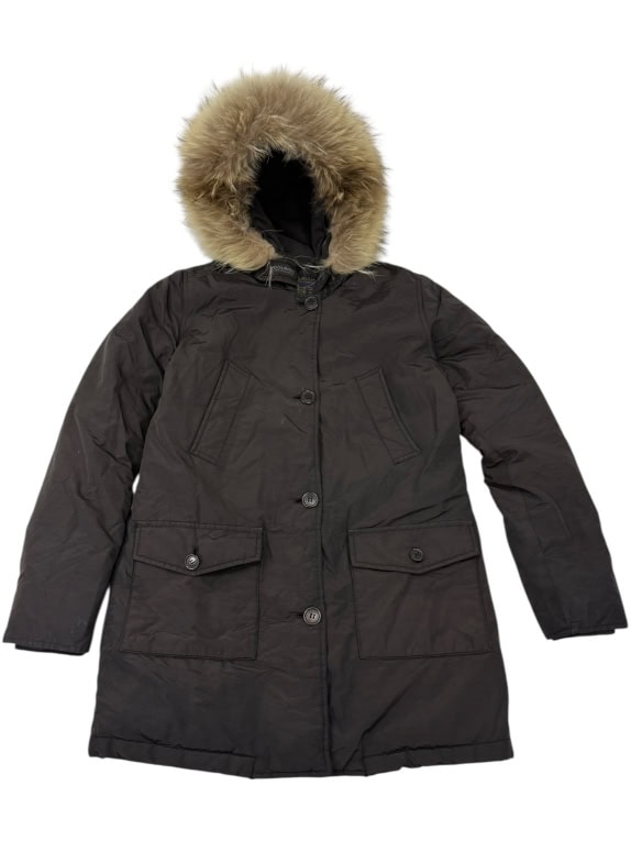 VINTAGE WOOLRICH ARCTIC PARKA FUR HOODED JACKET BLACK/DARK BROWN XS