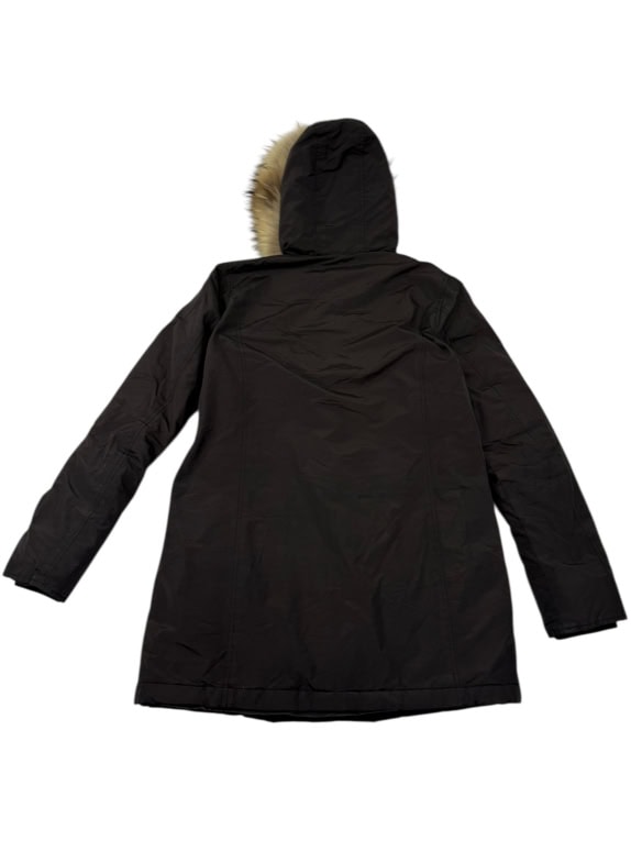 VINTAGE WOOLRICH ARCTIC PARKA FUR HOODED JACKET BLACK/DARK BROWN XS