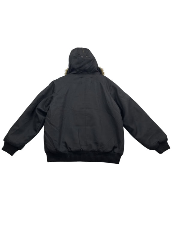 VINTAGE WOOLRICH BOMBER JACKET WITH FUR HOOD BLACK MEN XL