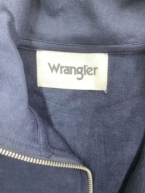 VINTAGE WRANGLER felpa con mezza zip blu scuro da uomo M