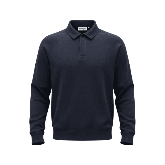 VINTAGE WRANGLER felpa polo tinta unita blu da uomo M