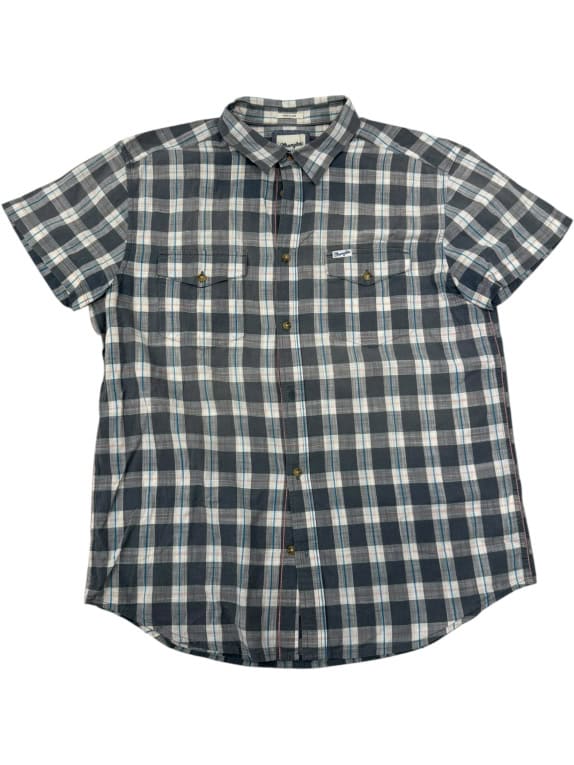 VINTAGE WRANGLER SHIRT, SHORT SLEEVE PLAID/CHECKED