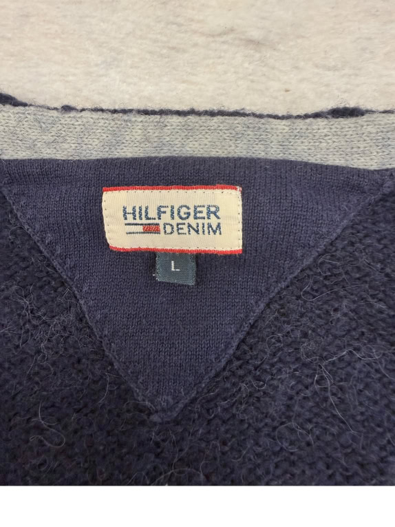 VINTAGE Tommy Hilfiger Denim Wool Cardigan L