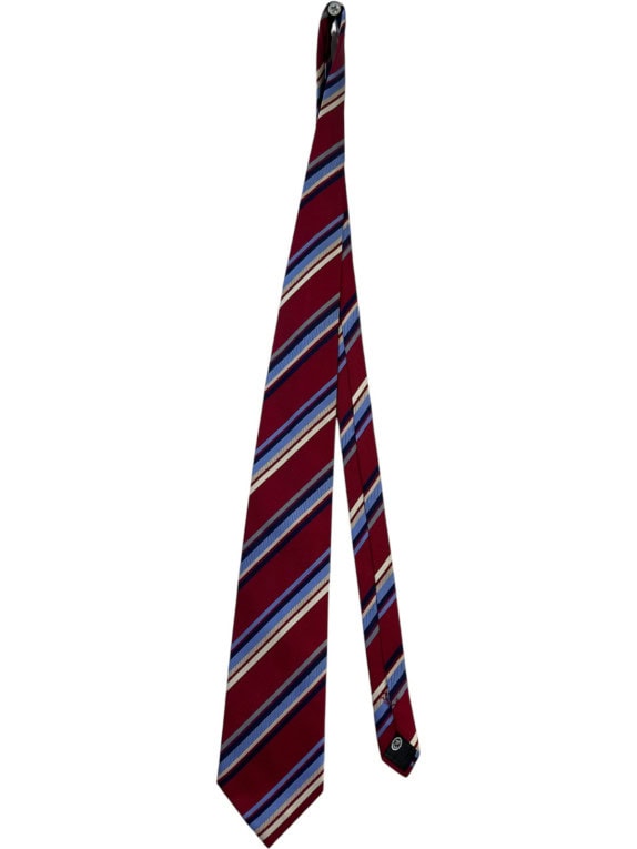 WESTBURY NECKTIE CLASSIC STRIPED BURGUNDY MENS PRE OWNED