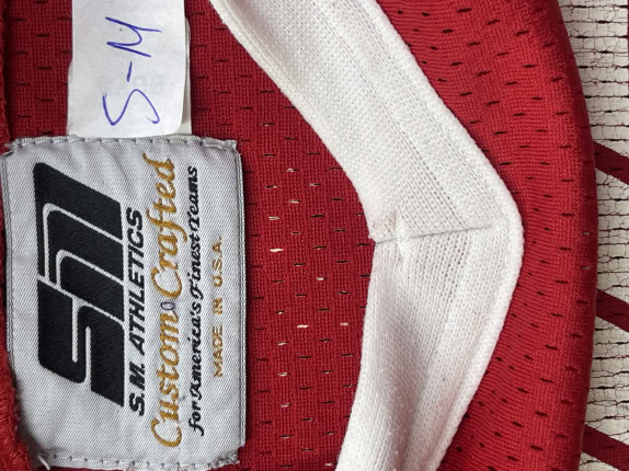 80s WOLF ETTER AND CO. FOOTBALL JERSEY SPORTY RED WHITE ΑΝΤΡΙΚΟ PRE OWNED S/M