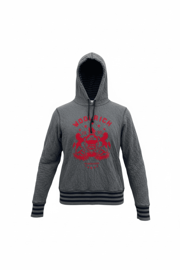 WOOLRICH Vintage Hoodie With Embroidered Logo Grey Men’s M