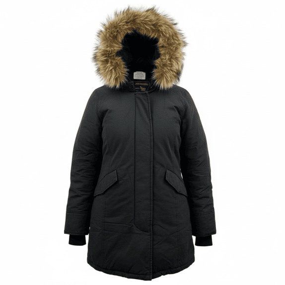 WOOLRICH Γυναικείο Μπουφάν Parka Vintage Λογότυπο Γούνα Μαύρο M