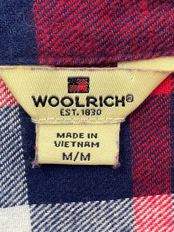 WOOLRICH PLAID FLANNEL SHIRT CLASSIC RED NAVY WOMEN PRE OWNED M