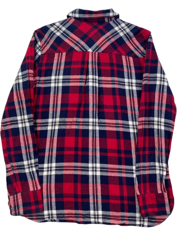 WOOLRICH PLAID FLANNEL SHIRT CLASSIC RED NAVY WOMEN PRE OWNED M