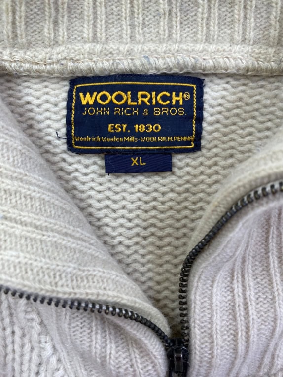 Woolrich Vintage Logo Knit Sweater Beige Men's XL