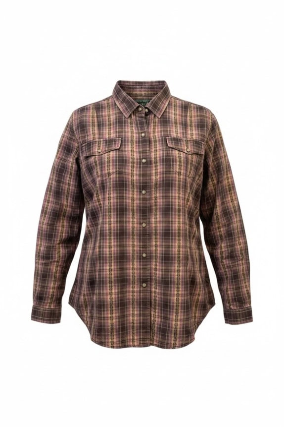 WOOLRICH PLAID SHIRT RUSTIC PURPLE WOMEN PRE OWNED L