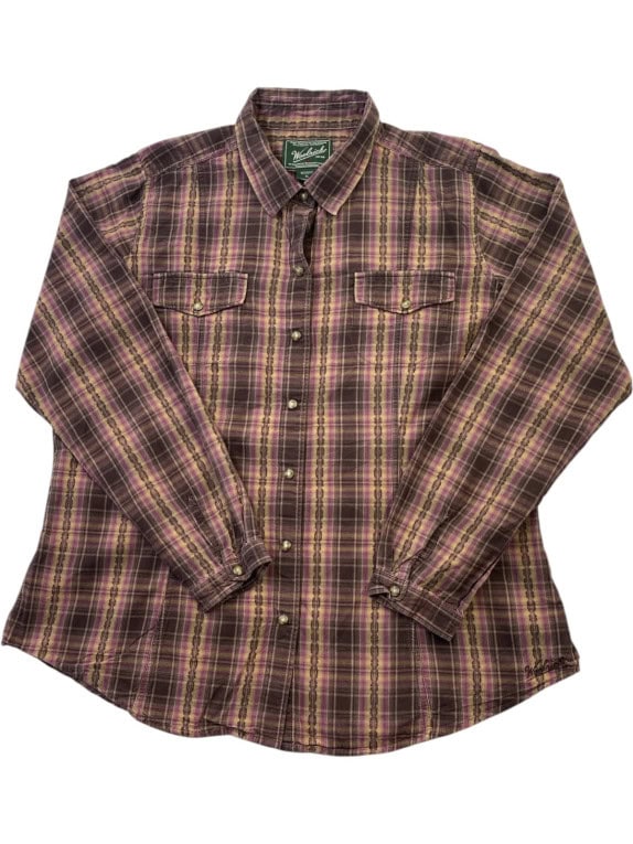 WOOLRICH PLAID SHIRT RUSTIC PURPLE WOMEN PRE OWNED L