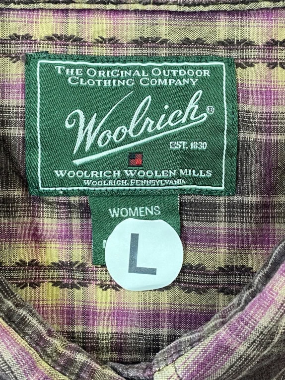 WOOLRICH PLAID SHIRT RUSTIC PURPLE WOMEN PRE OWNED L