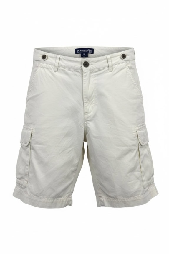 WOOLRICH Bermuda cargo casual con patch logo bianco da uomo M