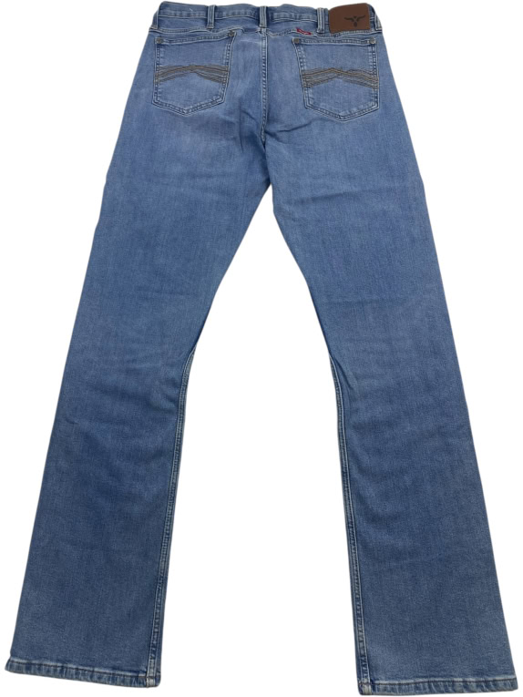 WRANGLER 20X ΤΖΙΝ ΠΑΝΤΕΛΟΝΙ VINTAGE STYLE ΜΕ ΔΕΡΜΑΤΙΝΟ LOGO PATCH ΜΠΛΕ ΑΝΔΡΙΚΟ L