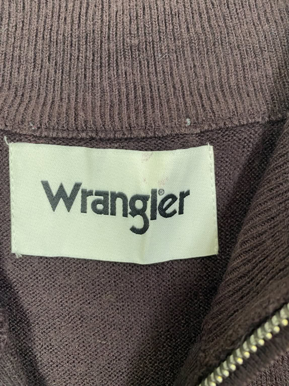 Wrangler Maglione lavorato a maglia da uomo marrone con zip a 1/4 XL