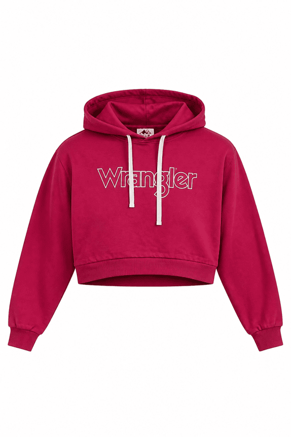 WRANGLER CROP HOODIE GRAPHIC PINK WOMEN PRE OWNED XL