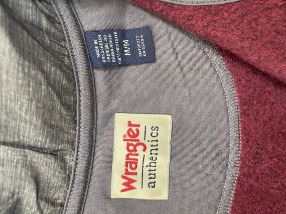 WRANGLER HALF ZIP SWEATSHIRT MINIMAL BORDEAUX MENS PRE OWNED M