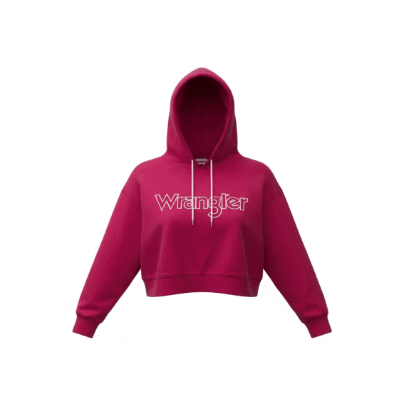 Wrangler Cropped Hoodie Sweatshirt Logo Pink Women’s M