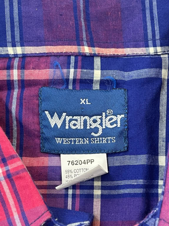 WRANGLER ΚΟΝΤΟΜΑΝΙΚΟ WESTERN ΠΟΥΚΑΜΙΣΟ ΚΑΡΟ ΜΠΛΕ ΚΟΚΚΙΝΟ ΑΝΤΡΙΚΟ PRE OWNED XL