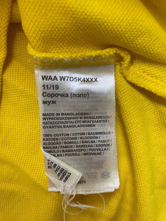 WRANGLER Polo casual da uomo con logo ricamato giallo Large