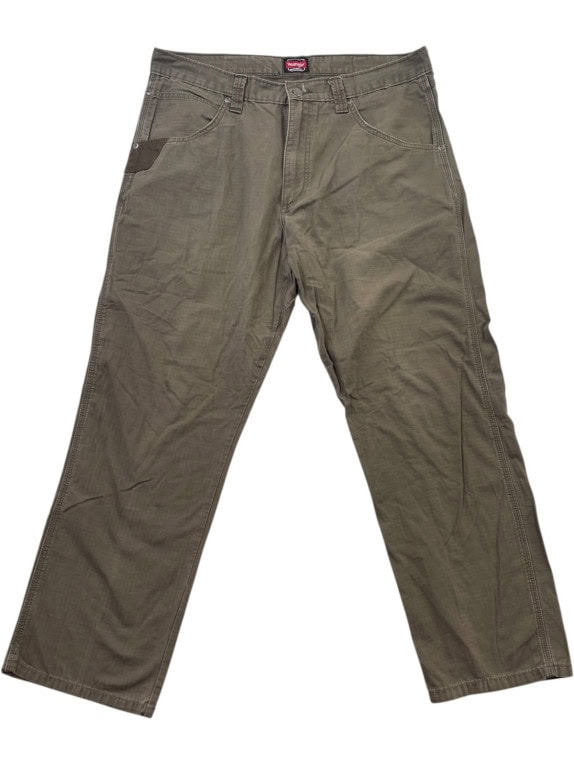 WRANGLER CARPENTER PANTS WORKWEAR OLIVE MENS PRE OWNED XL