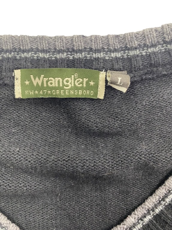 Wrangler Πλεκτό Πουλόβερ Classic V-Neck Logo Μαύρο Ανδρικό L