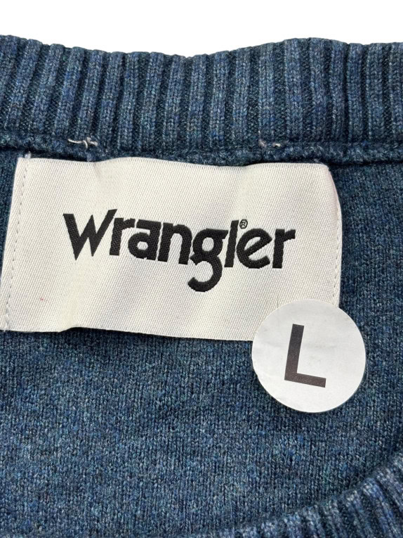 WRANGLER KNIT SWEATER MINIMAL BLUE MEN PRE OWNED L