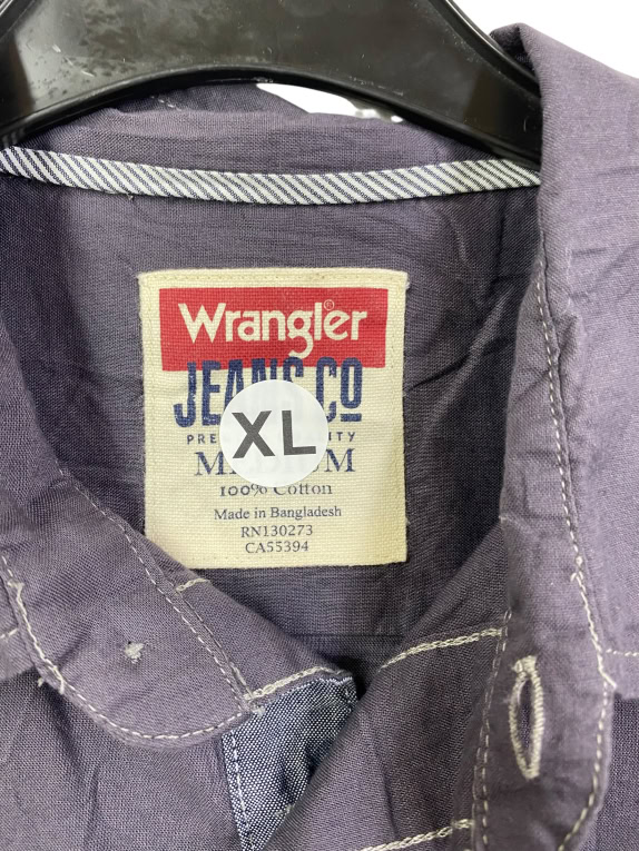 WRANGLER ΠΟΥΚΑΜΙΣΟ CASUAL CLASSIC LOGO ΜΠΛΕ/ΓΚΡΙ ΑΝΔΡΙΚΟ MEDIUM