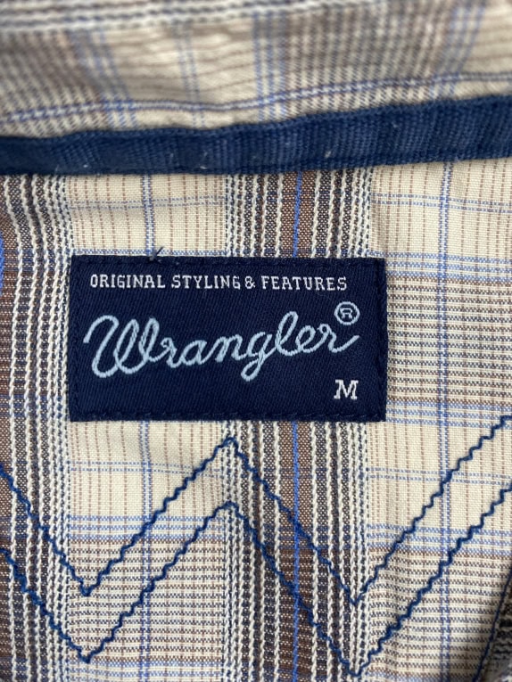 WRANGLER ΠΟΥΚΑΜΙΣΟ CASUAL ΚΑΡΟ ΜΕ ΛΟΓΟΤΥΠΟ ΜΠΕΖ/ΚΑΦΕ ΑΝΔΡΙΚΟ M