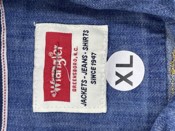 WRANGLER DENIM SHIRT CLASSIC BLUE MENS PRE OWNED XL