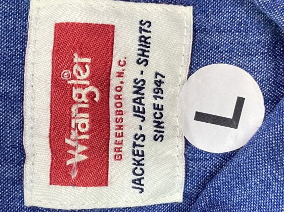 WRANGLER DENIM SHIRT CLASSIC BLUE MENS PRE OWNED L