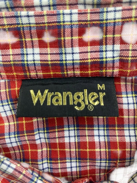 Wrangler Plaid Shirt Casual Logo Multicolor (Red) Men’s M