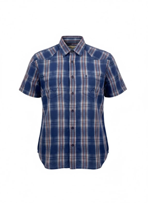 Wrangler Camicia a quadri con logo vintage blu da uomo XL