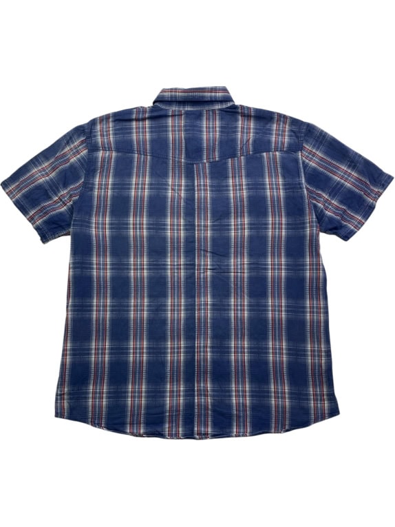 Wrangler Plaid Shirt Vintage Logo Blue Men’s XL