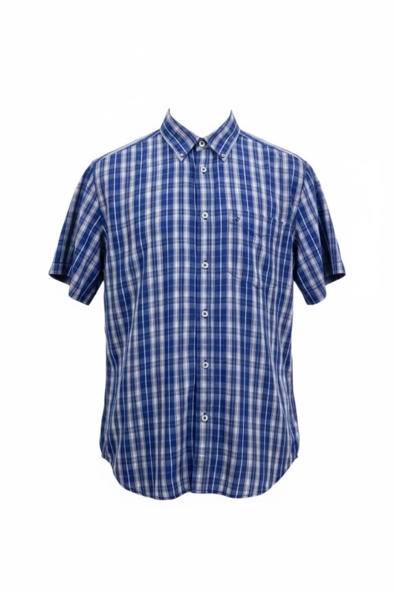 WRANGLER ΠΟΥΚΑΜΙΣΟ ΚΟΝΤΟΜΑΝΙΚΟ CASUAL ΚΑΡΩ ΜΠΛΕ/ΛΕΥΚΟ ΑΝΔΡΙΚΟ L