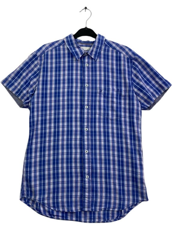 WRANGLER ΠΟΥΚΑΜΙΣΟ ΚΟΝΤΟΜΑΝΙΚΟ CASUAL ΚΑΡΩ ΜΠΛΕ/ΛΕΥΚΟ ΑΝΔΡΙΚΟ L