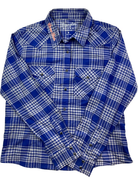 WRANGLER CAMICIA RETRO BLU DA UOMO M usata