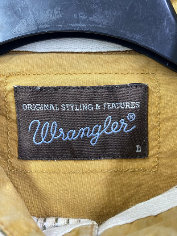 WRANGLER VINTAGE STRIPED SHIRT LOGO LABEL BEIGE MEN'S L