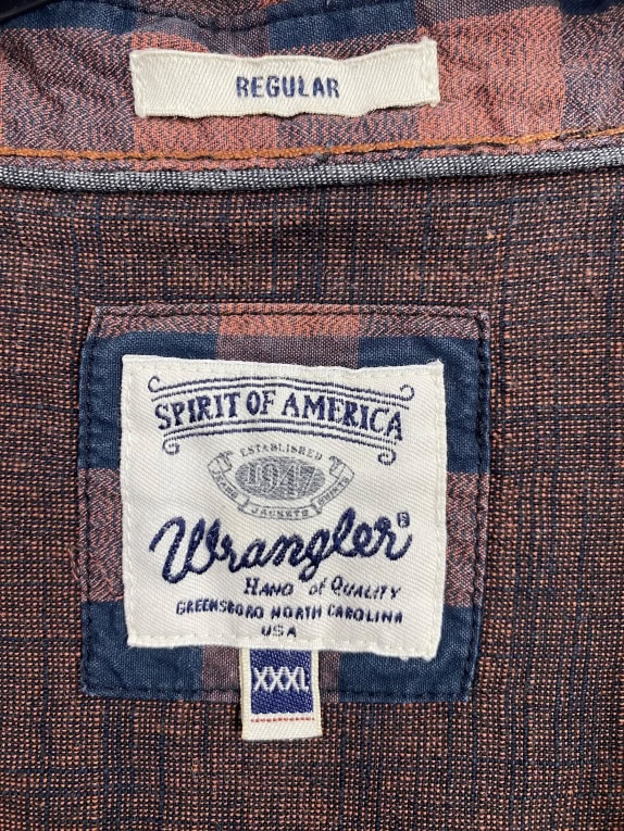 WRANGLER ΠΟΥΚΑΜΙΣΟ VINTAGE STYLE ΛΟΓΟΤΥΠΟ ΚΑΡΟ ΚΑΦΕ/ΜΠΛΕ ΑΝΔΡΙΚΟ XXXL