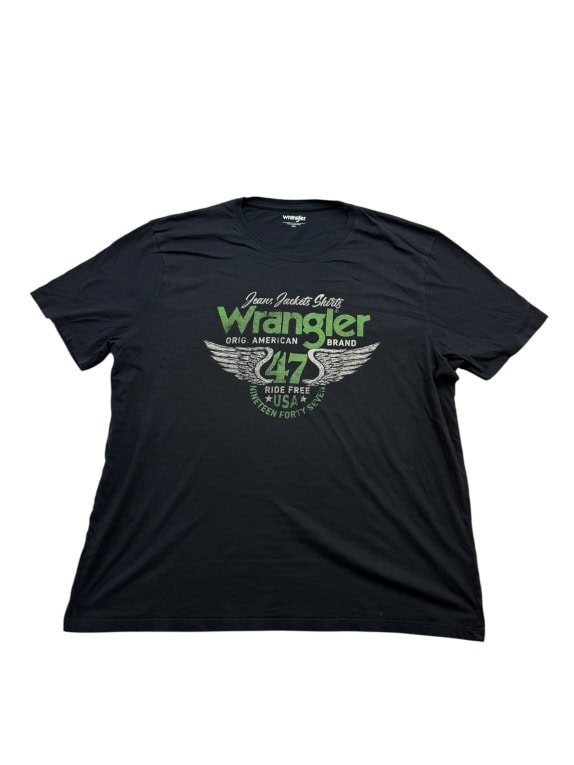 WRANGLER T-SHIRT VINTAGE GRAPHIC LOGO BLACK MENS XXL
