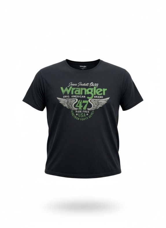 WRANGLER T-SHIRT VINTAGE GRAPHIC LOGO BLACK MENS XXL