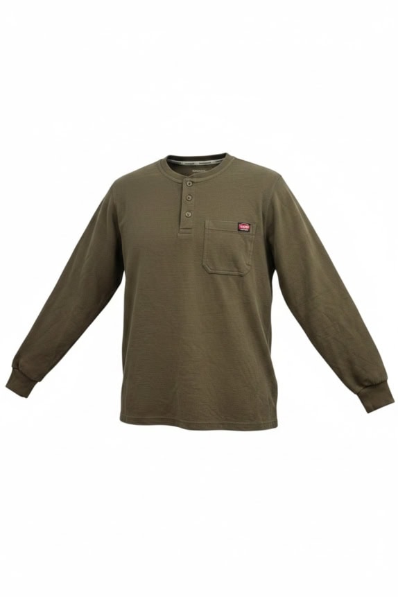 WRANGLER WORKWEAR ΜΠΛΟΥΖΑ HENLEY LOGO ΚΑΦΕ UNISEX M