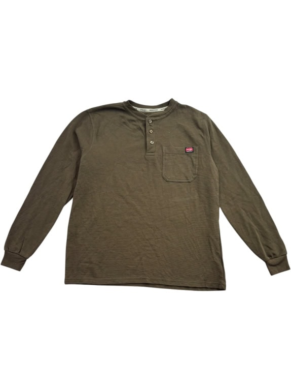 WRANGLER WORKWEAR HENLEY LOGO LONG SLEEVE BROWN UNISEX M
