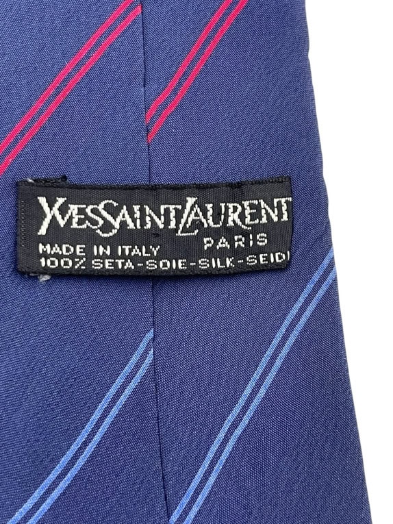 YVES SAINT LAURENT CRAVATTA VINTAGE NAVY UOMO PRE OWNED
