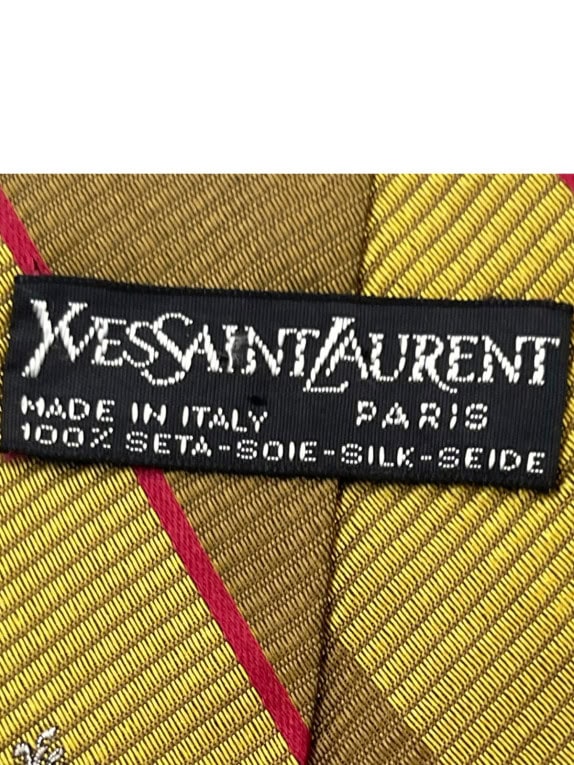 YVES SAINT LAURENT ΓΡΑΒΑΤΑ VINTAGE ΡΙΓΕ ΜΟΥΣΤΑΡΔΙ ΑΝΤΡΙΚΟ PRE OWNED