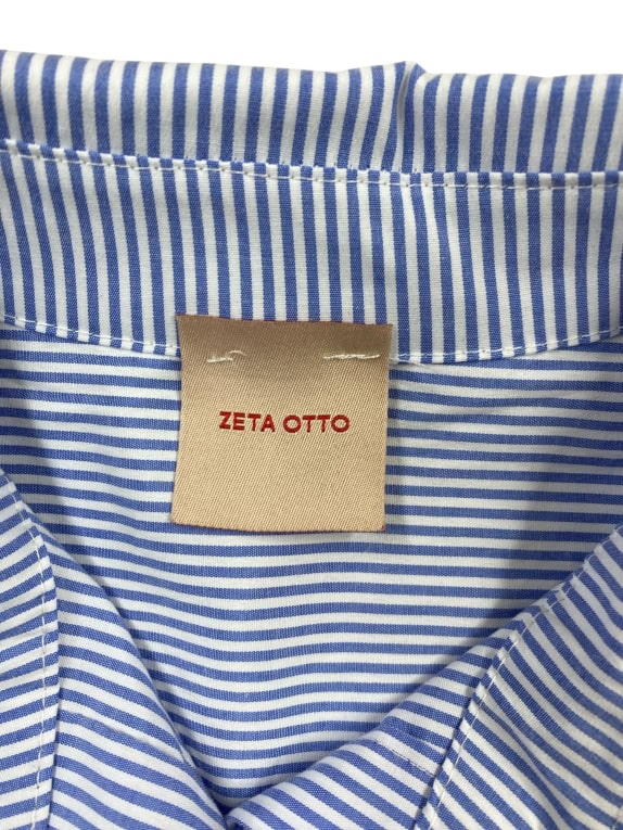 ZETA OTTO Πουκάμισο Vintage Ριγέ με Δαντέλα Μπλε-Λευκό Γυναικείο L
