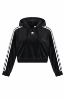ADIDAS CROP HOODIE STREETWEAR BLACK WOMEN PRE OWNED S