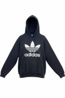 Felpa con cappuccio Adidas nera con logo Trefoil unisex M